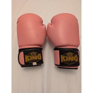 King Boxing Gloves 12oz Pink Black Hook & Loop Training Sparring MMA